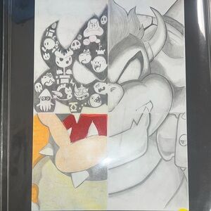 Monochrome and Red Character Illustration